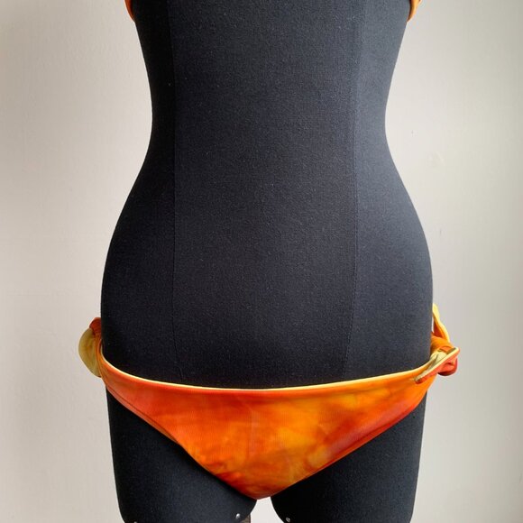 Billabong BLUE CRUSH era Vintage bikini tie dye reversible orange & solid yellow - Picture 3 of 9
